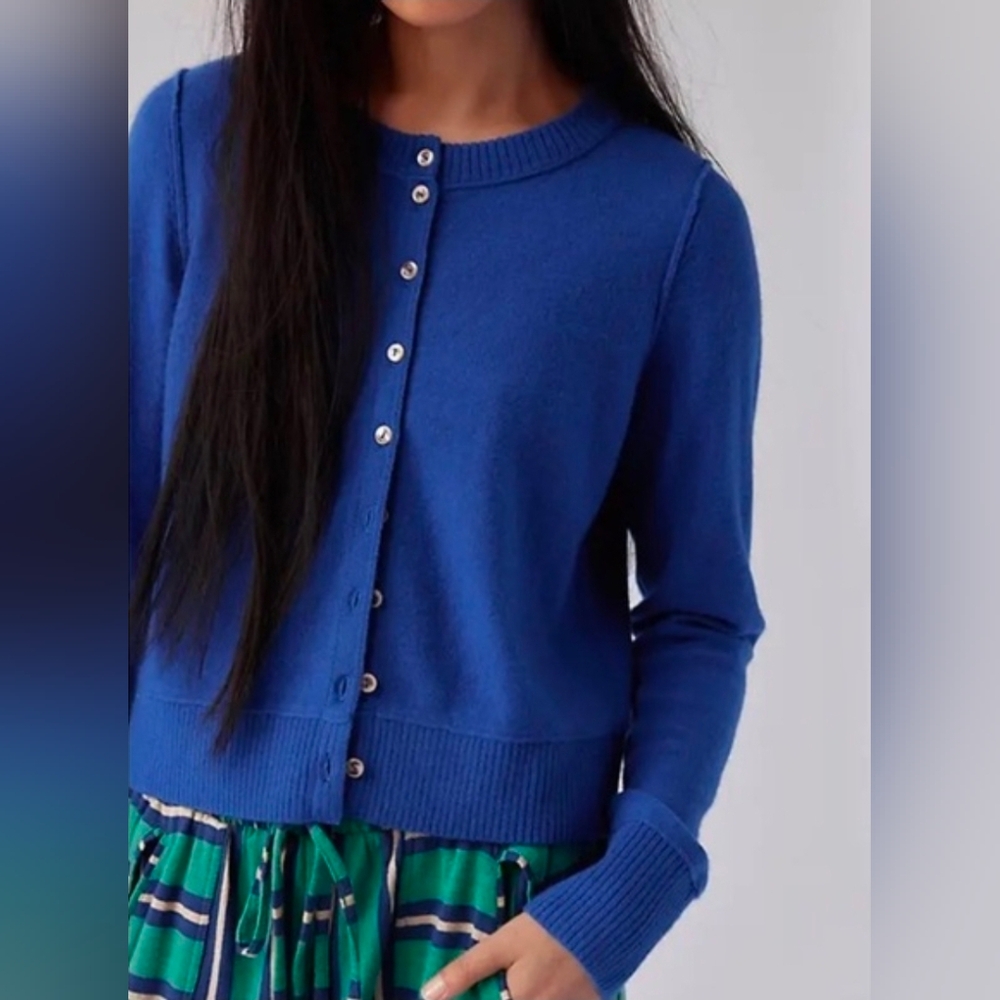 Free People Nocturnal Solid Cardi in Cyanine Blue XS NWT
